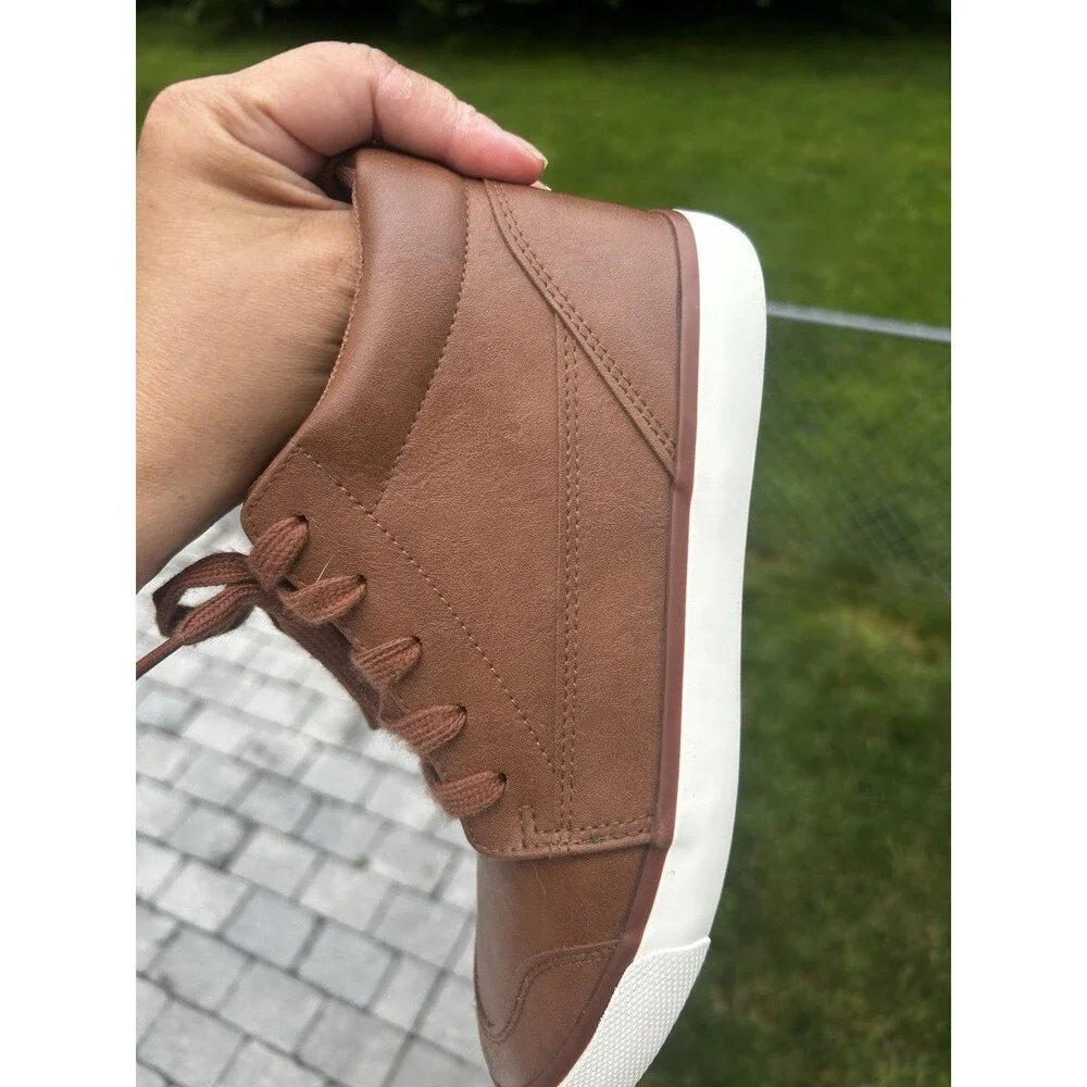 Wonder Nation Kids Size 4 Brown High Top Sneakers Lace Up Side Zip